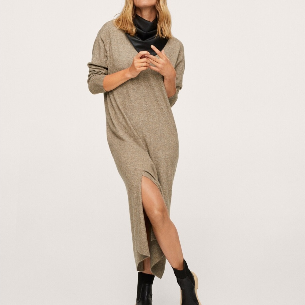 Mango Cream Maxi Dress with Cowl Neck and Dolman Sleeves (Size M)